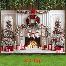 2D flach, 1 Stück Weihnachtsbaum Kamin Vinyl Hintergrund - Feiertags Foto Hintergrund für Weihnachtsparty, Familientreffen, Fotobox, Heimdekoration