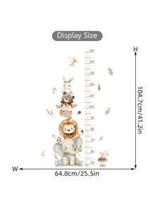 BRUP 2/6 张波西米亚风动物生长图表墙贴，长颈鹿大象狮子熊兔子带身高测量贴花，育儿室墙壁艺术，可移除自粘婴儿房装饰，万圣节圣诞节礼物 - 彩色 - 查看 2