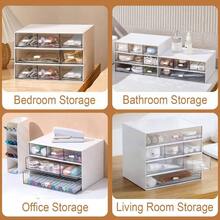 Desktop Drawers, Plastic Storage Drawers Stackable Storage Boxes, Desk Organiser Drawers Desk Storage Storage Bathroom Storage Office Storage Home Storage 6 Drawers Whitexl - 9 Drawers & White - View 6