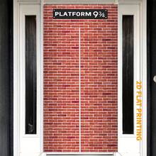 2D Halloween Christmas Party Backdrop, 89.92x199.9 Cm, Polyester, Brick Wall Photography Prop, Wizard Themed Wall Decor, No Feather, Home Kitchen Party Supplies