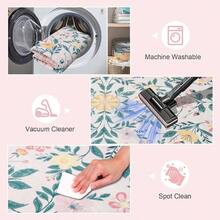 152x213cm/5x7ft Alfombra para Sala de Estar, Suave Antideslizante Flores Vintage Alfombras de Pelo Corto, Lana Sinttica Rectangulares Lavable Tapete para Dormitorio Comedor Hogar, Rosa - Rosa + 4'x6'(Rectangular) - Ver 7