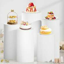 Cylinder Covers Set Of 3 Spandex Cylinder Pedestal Stand Covers Red Cylinder Cover Round Pedestal Cylinder Covers Multicolor Pedestal Cover For Wedding Party Ceremony DecorationKF - G - 查看 7