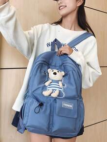 Neuer süßer Plüsch Bär Rucksack, Großer Kapazität Studenten Lässig Reise Schule Campus Mode Rucksack, Universität Hochschule Grundschule Süßer Rucksack, Leicht Süßer Bär Großer Kapazität Rucksack, geeignet für Bücher, Laptop, Notizbuch, Stifte, Wasserflasche und andere Schul-/Büroartikel