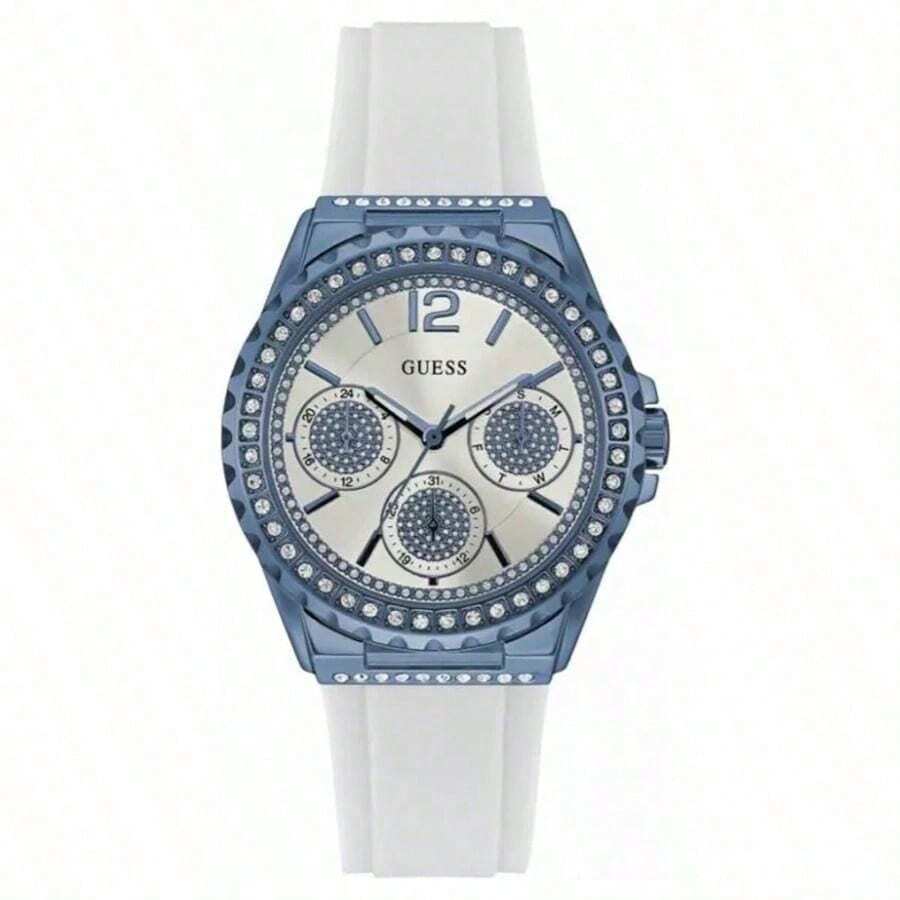 Guess Women's Quartz Watch, Analog Display And Silicone Strap W0846L7