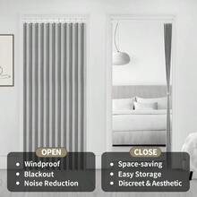 Blackout Accordion Style Magnetic Door Curtain For Closet Pleated Folding Doorway Curtain Accordion Door Interior Room Divider Bedroom Bathroom Living Room 42x78Grey - Xám - Xem 5