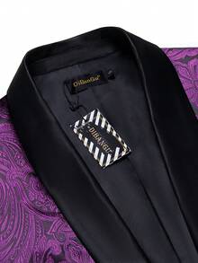 1pcs Mens Blazer Suit Purple Paisley Vintage Fashion Jacket Button Coats Regular Fit Wedding Formal Casual Party Banquet Business-Without Bowtie Set - 紫色 - 查看 5