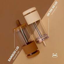 - Vasos de vidrio con tapas y pajitas de 20 onzas lquidas, tamao perfecto, taza de caf helado, taza de licuado con tapa de bamb y tapa sobre la marcha, vaso de vidrio con pajita 1 - 20 onzas + Rhapsody lila - Ver 6