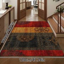 1pc European Classic - Gothic Color Block Patchwork Bohemian Carpet, Super Soft Plush Faux Cashmere Modern Area Rug, Machine Washable, Suitable For Living Room, Bedroom, Office And Dining Area - Perfect For Halloween, Christmas, Easter, Thanksgiving Decor, 700GSM, Indoor/Outdoor Use, Home Decor - Multicolor - View 10