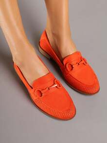 Vices Openwork Moccasins With Leather Insole - Orange - View 4