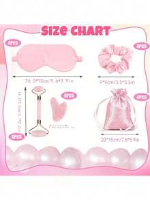 Set de 5 piezas/20 piezas de artículos para fiestas, antifaz rosa, masajeador facial y scrunchies para el cabello con bolsa de regalo - Perfecto para reuniones de mujeres, obsequios para despedida de soltera, regalos del Día de la Madre