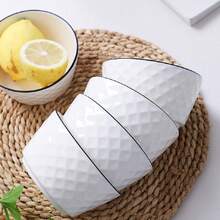 1pc/4pcs Rose Diamond Pattern Ceramic Bowl, 4.5in/5in Pasta/Soup Bowl, Deep Ceramic Bowl, Microwave , Luxury Nordic Style Diamond Black Line Design