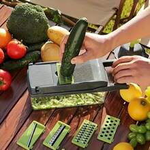 16Pcs Multifunctional Vegetable Cutter Set, Fruit Slicer Handheld Food Onion Potato Shredder With Container, Space-Saving Kitchen Gadget, Hand Wash Only, Holiday Gift For Thanksgiving Christmas Halloween Valentine New Year - Green - View 9