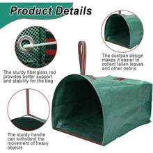 Leaf Collector, Large Yard Dustpan-Type Lawn And Leaf Bags, 53-Gallon Reusable Garden Bags For Leaves, Debris, Grass, Clippings, Lawn Trash - Green - View 3
