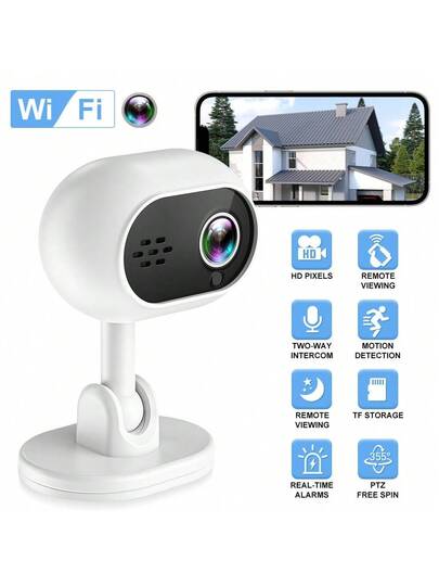 WiFi Slimme Home Security Camera 1080P HD Voice Intercom, Night Vision USB Powered Indoor/Outdoor Surveillance System, Motion Alert System Remote Mobile Viewing Sleek Wit Compact view 7