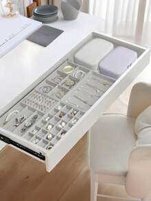 9pcs Gray Jewelry Tray, Multi-Compartment Jewelry Tray, Ring And Necklace Storage Tray, Rectangular Jewelry Storage Container, Jewelry Display Tray, Drawer Divider Storage Tray, Small Item Storage Organizer