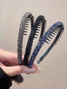 1/4 bucăți de bandă de păr multifuncțională cu diamant colorat pentru femei, bandă de păr cu stras strălucitor la modă, bandă de păr antiderapantă cu dinți, bandă de păr pentru mască facială de machiaj feminin, stras încrustat cu margine largă retro elegant negru, bandă de păr strălucitoare cu ornamente de păr antiderapante cu dinți, potrivită pentru spălarea și machiajul zilnic al feței pentru femei și fete, haine de navetă, sezonul de întoarcere la școală, haine de sezon, petreceri etc.