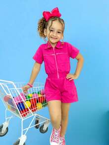 Kit 2 Girls' Jumpsuit Casual Fashion Blogger - Hot Pink - View 5