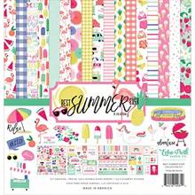 Best Summer Ever Collection Kit Paper Pink Teal Yellow Green Purple 12x12Inch