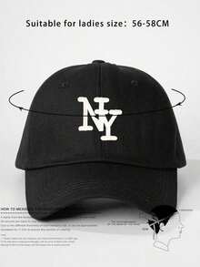 1pc Embroidered "NY" Letter Adjustable Baseball Cap, Outdoor Sunscreen Casual Hat Suitable For Spring Autumn Travel Beach Vacation, Y2K Style For Young Adults - 棒球帽 - 查看 7