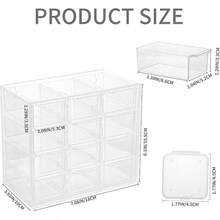 Caja de cajones apilable u2013 Caja de almacenamiento con 12 cajones u2013 Organizador de cajn de escritorio u2013 Caja de almacenamiento de plstico cajones para accesorios, oficina, costura, manualidades - Cuadrícula de 12 campos - Ver 4