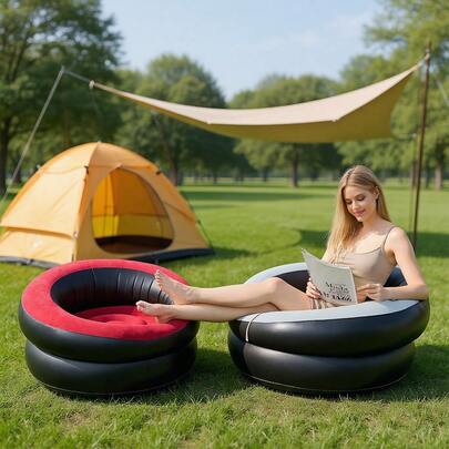 Inflatable Sofa Chair Inflatable Blow Up Chair Folding Portable Garden Furniture For Patio Porch Bedroom Outdoor Room Movie