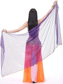 Leichte Damen Chiffon Handtücher mit Pailletten Saum - Bauchtanz Hüfttuch Schal Schleier