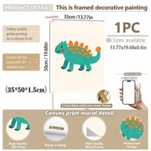 1 gerahmtes/Leinwand Wandkunst, Dinosaurier Tier Thema Dekoration. Badezimmer Wanddekoration. Themen Poster, Schlafzimmer Dekoration, Raumdekoration, Heimdekoration, Ornamente, Winterdekoration für Zuhause, Wanddekoration. Geeignet für Kinderzimmer, Kinderzimmer, Jungen- und Mädchen-Partyräume, Kita-Klassenzimmer Dekoration, wasserfestes Material. Kopfteil Dekorative Tapete, Party Deko Geschenke. Badezimmer Wanddekoration.