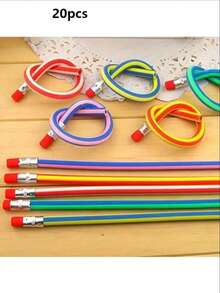 30 支/15 支/3 支柔性铅笔，带橡皮擦的柔性铅笔，实用可弯曲魔术铅笔，专业艺术用途的创意书写铅笔，灵活可折叠的软铅笔，适合作为生日派对礼物和有趣的奖品/办公用品 - 彩色 - 查看 15