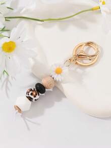 1pc Floral Print Random Boho Casual Street Party Elegant Silicone Keychain, Valentine's Day Gift