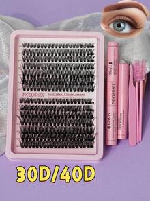30D/40D 热熔蓬松自然 3D 分段柔软假睫毛 睫毛簇套装、睫毛、假睫毛 - 黑色 - 查看 1