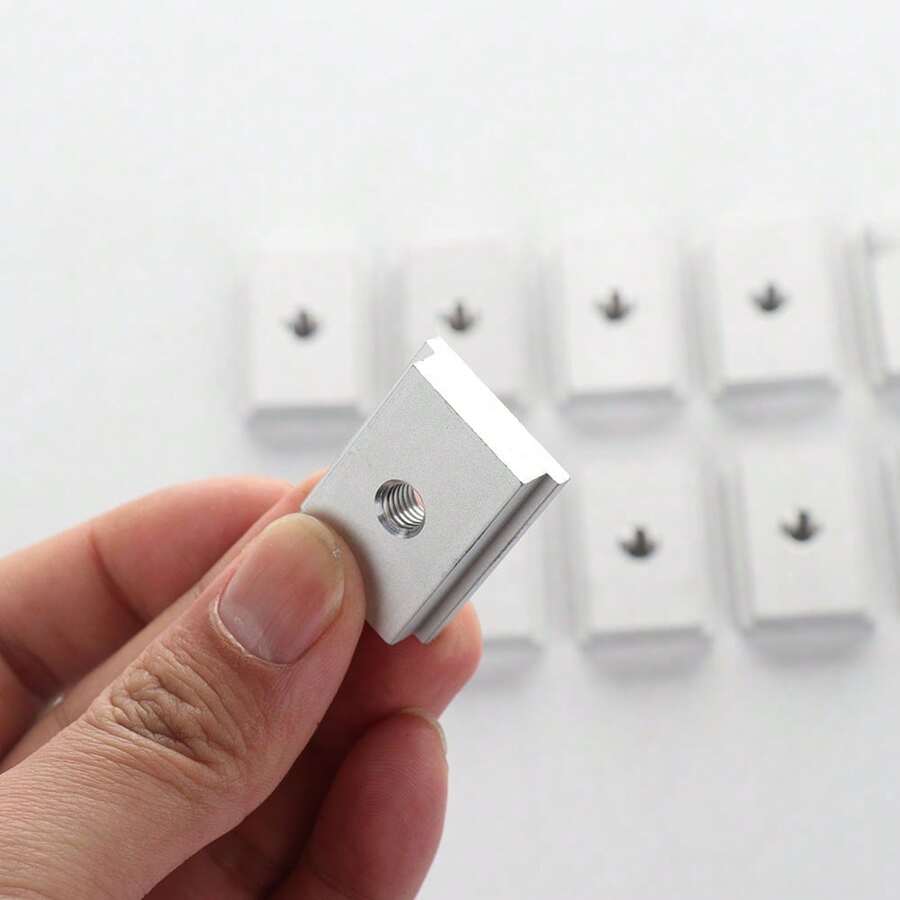 Tuerca de Ranura en T M6 de 10 Piezas, Tuerca en T Deslizante de Aluminio, Tuerca Deslizante en T roscada, Bloque de Tuerca Deslizante en T para Sujetador - Plateado - Ver 1