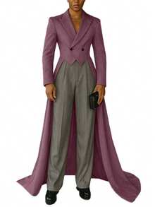 INCERUN Fashion Mens Lapel Neck Button Front Long Sleeve High Low Blazer Party Halloween Jacket Coat - 粉色 - 查看 3