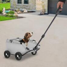 Mini carrello per cani per piccoli animali domestici, carrello della spesa pieghevole multifunzionale con maniglia estensibile, carrello per cani con borsa portaoggetti, grigio (86 * 51 * 35 cm) - Grigio - Visualizzare 4