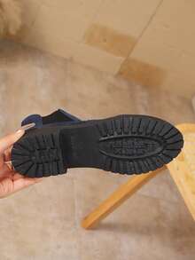 Women's Solid Color Round Toe Casual Fashion Slip-On Chelsea Ankle Boots - Navy Blue - View 7