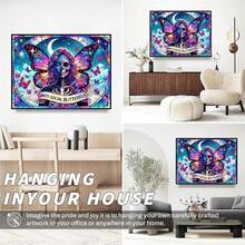 Diamond Painting Kits For Adults Skull Diamond Art Kits For Beginners DIY 5D Full Drill Round Diamond Painting Gem Art For Home Wall Decor Gift 16x12inch