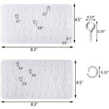 402pcs Tiny Silicone Letter Mold Small Silicone Resin Mold With 400pcs Screw Eye Pins Making Keychain Pendant Jewelry Necklace Earrings - vàng, bạc - Xem 4
