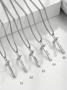 1 件时尚不锈钢十字架吊坠项链，带标语“我能做到一切”激励项链，适合日常佩戴，节日珠宝 - A3 - 查看 16