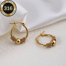 Hypoallergenic Stainless Steel Vintage Golden Hoop Earrings, Comfortable And Versatile, Simple And Elegant, Suitable For Daily Wear Or Parties, High-Quality Fashion Earrings For Women, Jewelry Accessory, A Delicate Gift For Women. - 銀色 - 查看 9