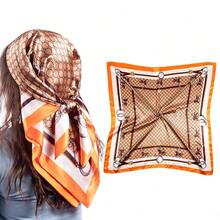 Mulberry Silk Scarfs Small Square Scarfs For Women 21" X 21" Lightweight Square Satin Head Scarf Neck Scarves{"Size_name":"35\"","Color_name":"Orange"} - 橘子英吋 - 查看 1