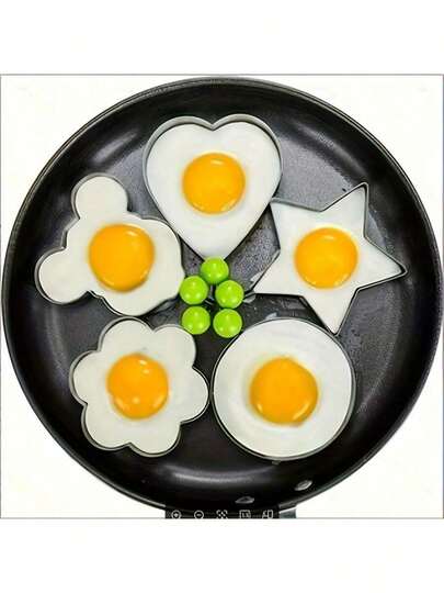 Fried Egg Mold, Stainless Steel Pancake Mold For Frying Eggs, Easy To Use And Clean, Diverse In Shape, Widely Used, With Five Different Shapes, A Must-Have Household Artifact