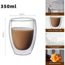 Taza de caf vidrio doble pared de 6 piezas, Premium Set Vasos y Tazas Doble Pared de Vidrio Trmico Borosilicato, taza de espresso, Apto para capuchino, caf expreso, t 6x 350 ml - 6 x 350 ml - Ver 4
