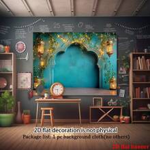 2D Flat Banner Moroccan Night Polyester Background Banner With Bright Blue And Green Photography Background, Featuring Hanging Lanterns And Ivy Leaves - 1 - View 5