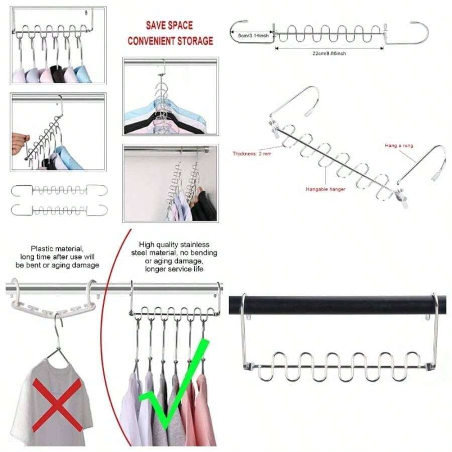 Perchas Ahorro de Espacio Ropa Ganchos para Colgador Nios Mgicas Metal Magicas Ahorrar Multiple Ahorra Organizador Guardarropa Organizadores en Cascada MultifuncionalesPlata, 6PACK - Plata + 12PACK - Ver 1