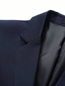 Men's White High-End Suit Set, Wrinkle Resistant And Non Hair Stained, Business Formal Wear, Four Season Commuting, Workplace, Party Dress, Two-Piece Set - Navy Blue - View 4