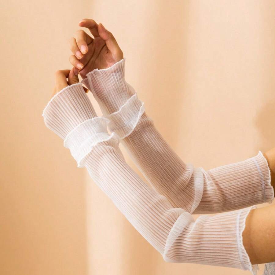 Casual Versatile Simple Ruffle Trim Arm Sleeves