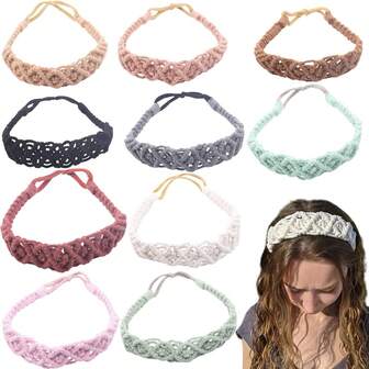 1pc Floral Headband, Handmade Knitted Women's Hair Band, Casual Polyester Headwrap For Beauty & Personal Care Women Bandana Winter Hair Accessories