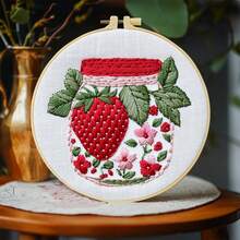 1 Piece Embroidery Kit, 20x20cm/7.9x7.9 Inches, Handmade DIY Embroidery Kit, Strawberry, Suitable For Adult Beginners, Including Embroidery Cloth, Instruction Manual, Embroidery Frame And Needle And Thread, Gifts From Friends Or Family, Furniture, Office Handmade Artworks - Multicolor - View 8