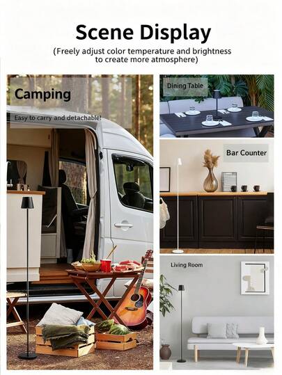 1pc 1200mAh Rechargeable Vloer Lamp, Adjustable Brightness Desktop Reading Light, St Atmospheric Touch Switch, Bedroom, Living Room, ative Bedside Night Verlichting view 10