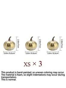 1set Artificial Pumpkins,Gold Plastic Pumpkin,4 Sizes For Halloween Thanksgiving Fall Party Harvest Table Decoration Supply Fake Pumpkin, Thanksgiving,Table Centerpiece Mantle Kitchen Wedding Friends Giving Party Home Decor
