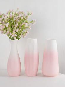 1Pc Pink Ceramic Vase Flower Vase Minimalism Style For Modern Table Shelf Home Decor, Fit For Housewarming, Weddings, Birthday, Christmas, Thanksgiving, New Year Room Decor Glass Vase - Pink - View 2